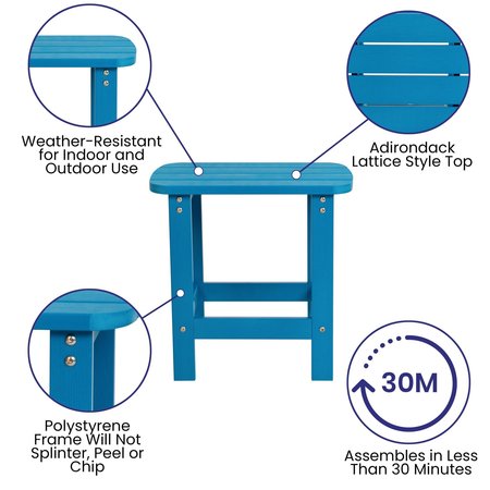 Flash Furniture Blue Side Table and 2 Folding Adirondack Chairs JJ-C14505-2-T14001-BLU-GG